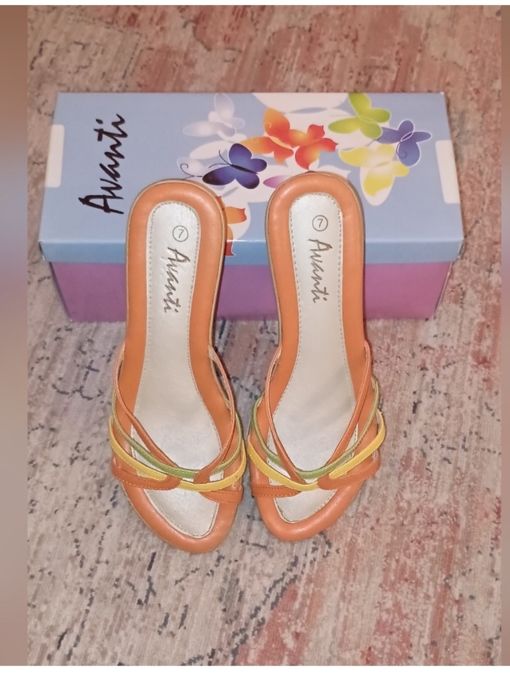 Avanti Citrus Multi Color Wedge Slip On Sandals Size 7